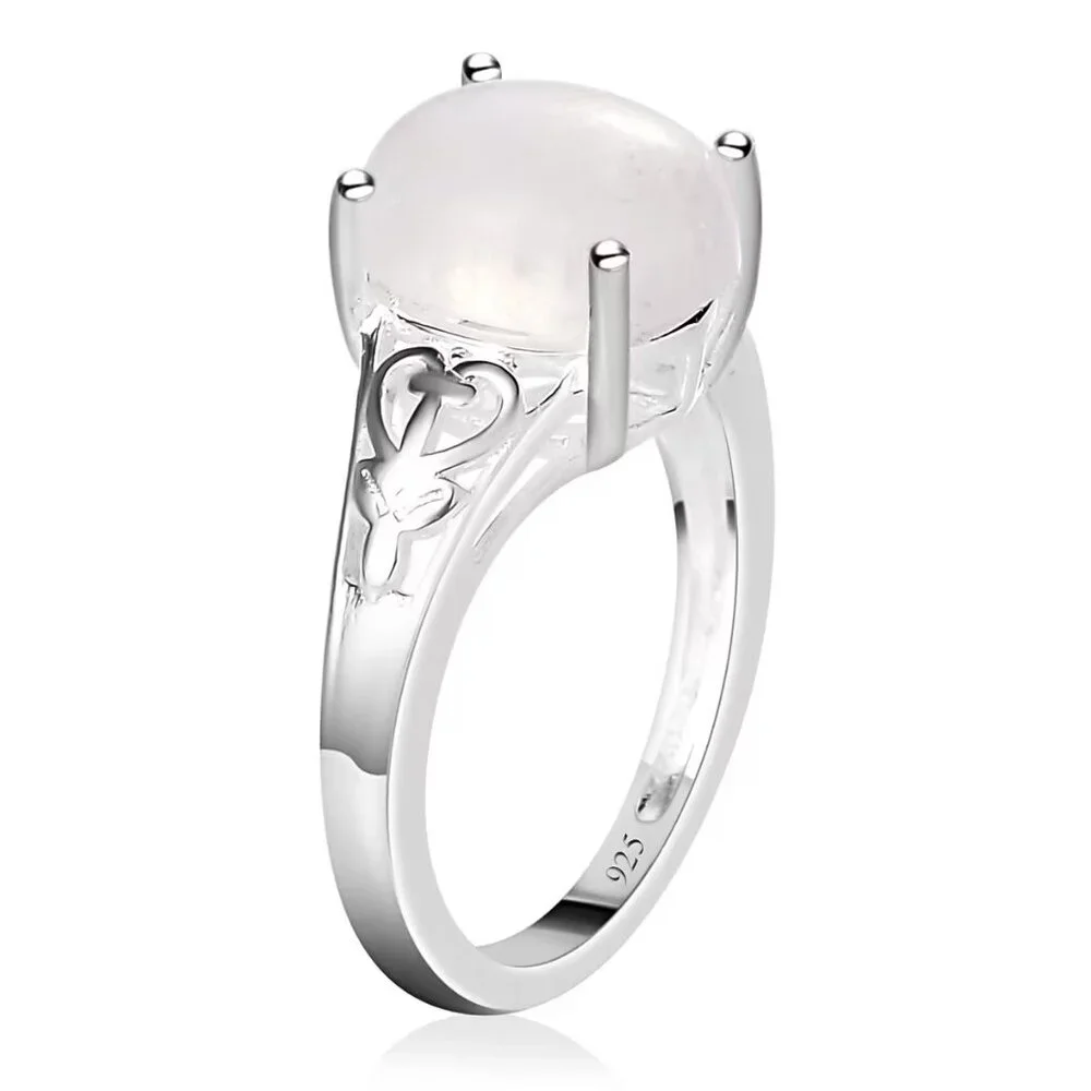 NWT Kuisa Rainbow Moonstone Solitaire‎ Ring in Sterling Silver 3.10 ctw